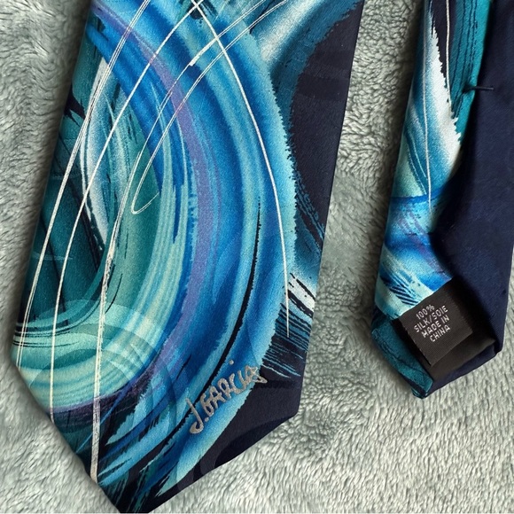 J.Garcia snake in juggling show collectors Blue and Black Abstract Tie 100% silk - Picture 1 of 7
